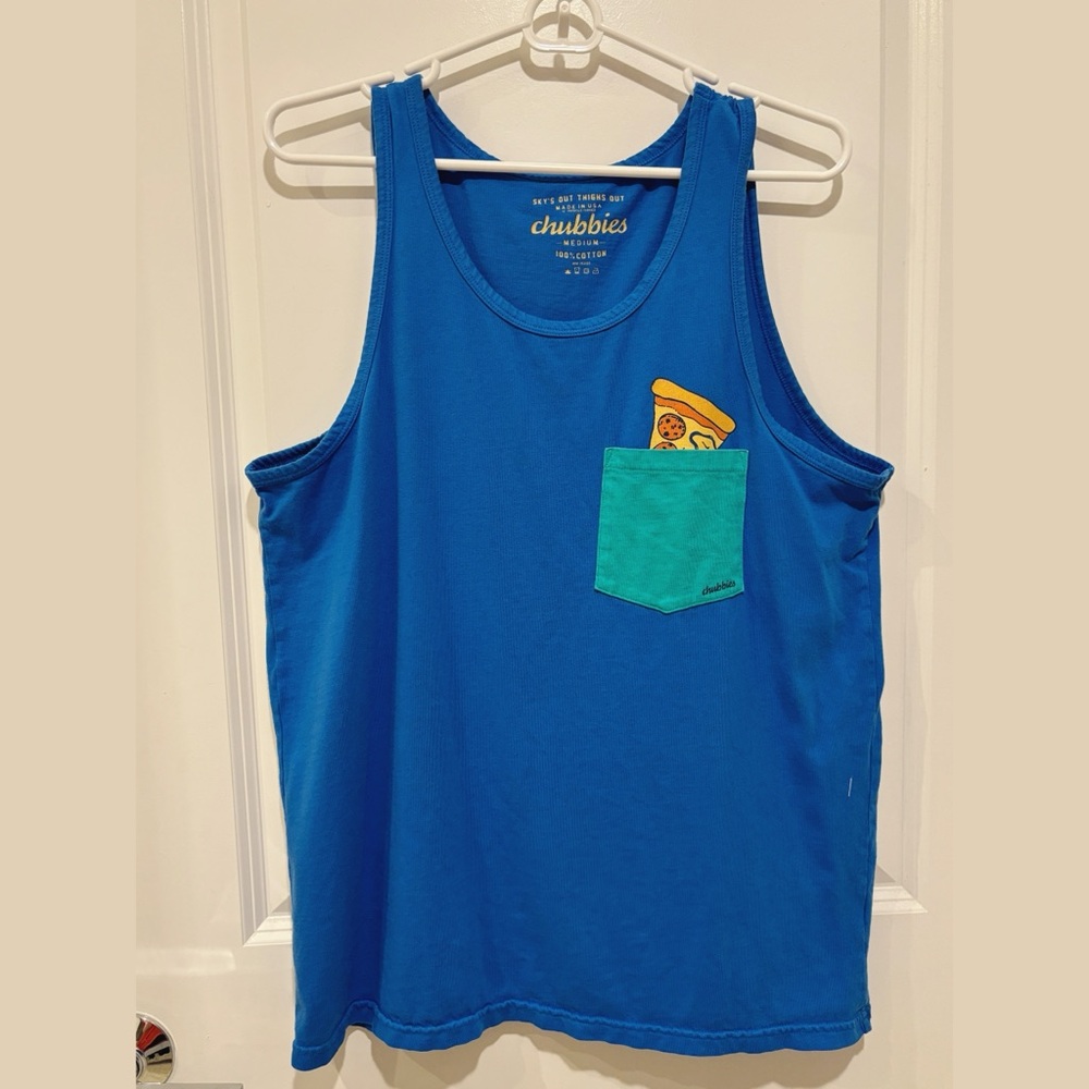 Chubbies Retro Pizza Pocket Tank Top in Blue — Size Medium